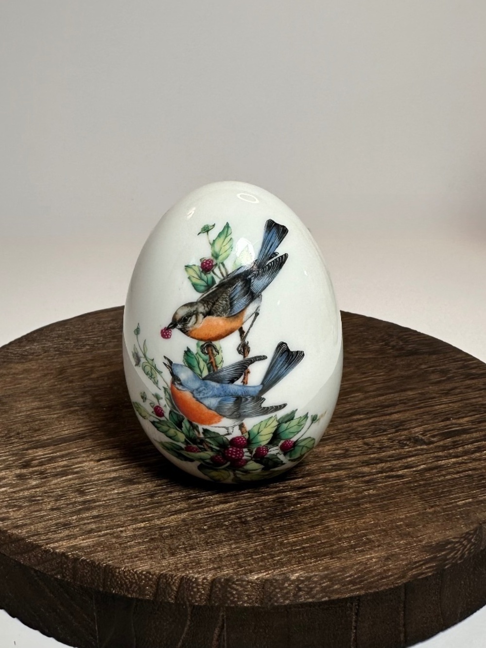 Vintage Avon Porcelain Egg Figurine “Summer’s Song is Warm & Bright”